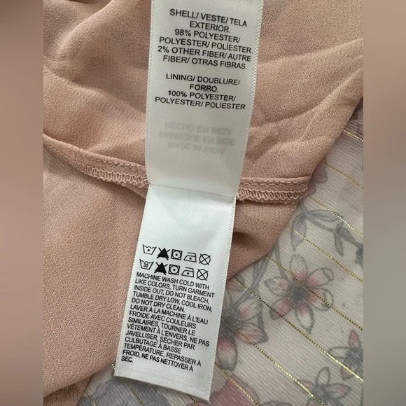 NWT Lucky Brand Women's Ruffled Chiffon Lurex Floral Midi Slip Dress Rose - Picture 15 of 16